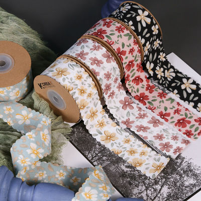 Çiçekli Kişiselleştirilmiş Grosgrain Kurdele hediye paketleme için dokuma kenar kurdele