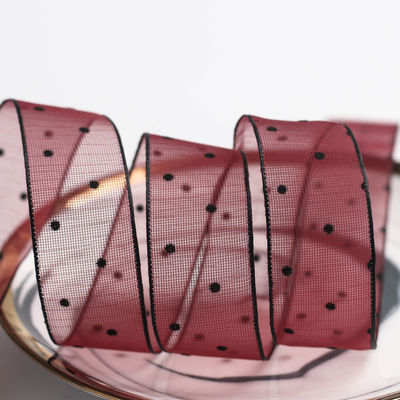 10mm-60mm Dot Velvet Kablolu Kurdele nakış Çift taraflı kadife kurdele