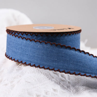 Giyim Dekorasyonu Jeans Şerit 38mm Çift Yüzlü Dikiş Kenar