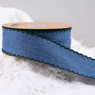 Giyim Dekorasyonu Jeans Şerit 38mm Çift Yüzlü Dikiş Kenar