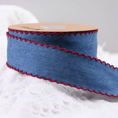 Giyim Dekorasyonu Jeans Şerit 38mm Çift Yüzlü Dikiş Kenar