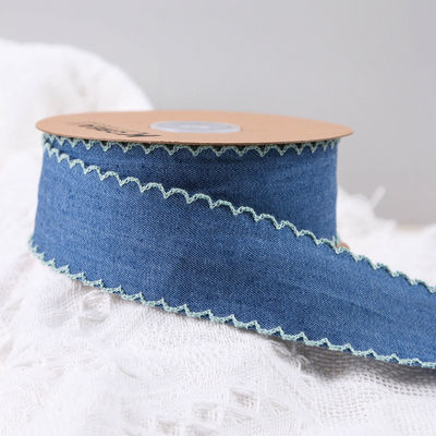 Giyim Dekorasyonu Jeans Şerit 38mm Çift Yüzlü Dikiş Kenar