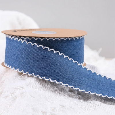 Giyim Dekorasyonu Jeans Şerit 38mm Çift Yüzlü Dikiş Kenar