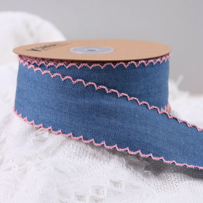 Giyim Dekorasyonu Jeans Şerit 38mm Çift Yüzlü Dikiş Kenar
