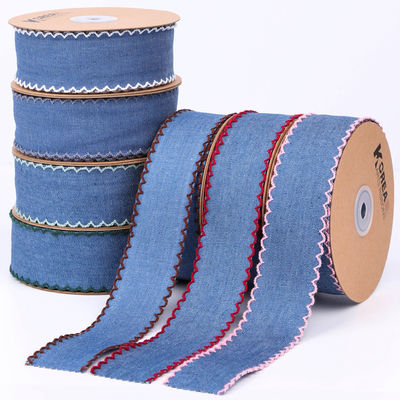 Giyim Dekorasyonu Jeans Şerit 38mm Çift Yüzlü Dikiş Kenar