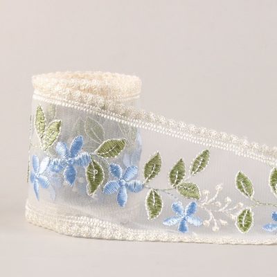 Kırık Kablolu Organza Kurdele 85mm Tek Yüzlü Basılı Organza Kurdele