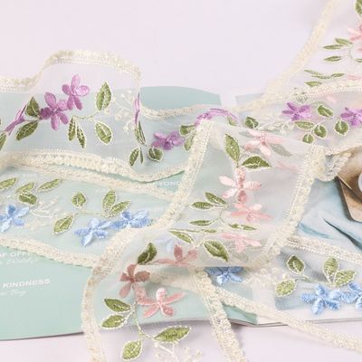 Kırık Kablolu Organza Kurdele 85mm Tek Yüzlü Basılı Organza Kurdele