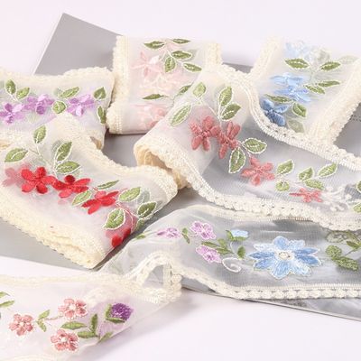 Kırık Kablolu Organza Kurdele 85mm Tek Yüzlü Basılı Organza Kurdele