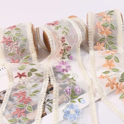 Kırık Kablolu Organza Kurdele 85mm Tek Yüzlü Basılı Organza Kurdele