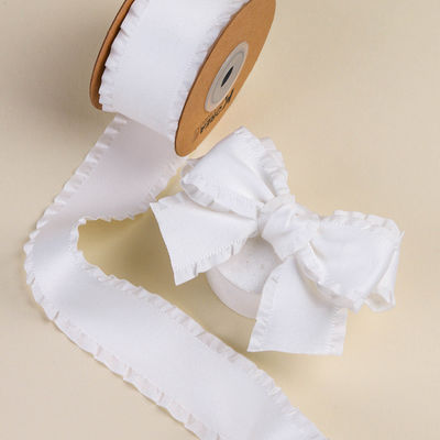 kırışık kenarlı poliester saten kurdele 25mm-38mm çift yüzlü saten kurdele