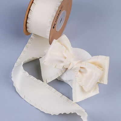 kırışık kenarlı poliester saten kurdele 25mm-38mm çift yüzlü saten kurdele
