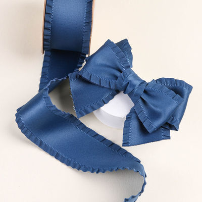 kırışık kenarlı poliester saten kurdele 25mm-38mm çift yüzlü saten kurdele
