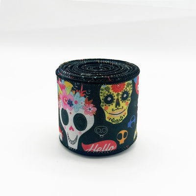 Tatlı çizgi film Cadılar Bayramı Kablolu Kurdele 63mm Festivallı Cadılar Bayramı Büyük Tahıl Kurdele
