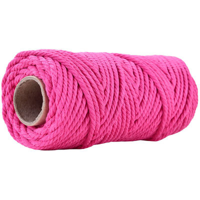 50m tozlu pembe makram ipi 5mm ISO9001 pembe pamuklu ip 3 iplik