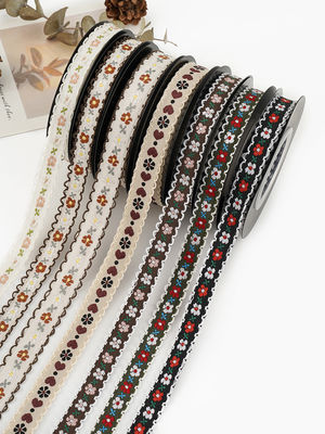 OEM ODM Floral Jacquard Trim 10mm-25mm Floral Jacquard Şerit
