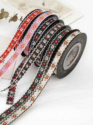 OEM ODM Floral Jacquard Trim 10mm-25mm Floral Jacquard Şerit
