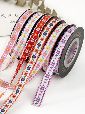 OEM ODM Floral Jacquard Trim 10mm-25mm Floral Jacquard Şerit