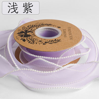 40mm İnci Kenarlı Poliester Organza Kurdele Lüks Hediye Ambalajı
