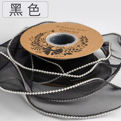 40mm İnci Kenarlı Poliester Organza Kurdele Lüks Hediye Ambalajı