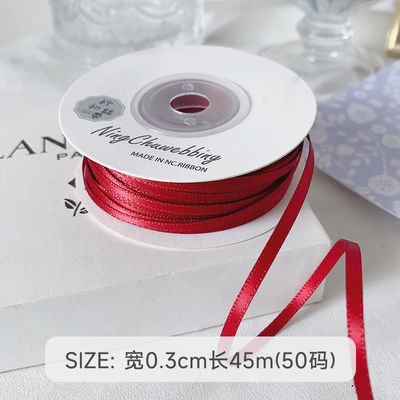 3mm Polyester Satin Kurdele Çift Yüzlü Yüksek yoğunluklu Satin Finish Poly Kurdele