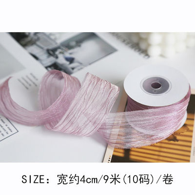 Poliester 38mm Organza Kurdele Ekolojik Dostununun Sarı Pembe Organza Kurdele