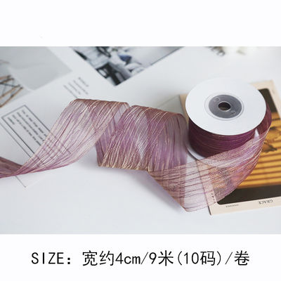 Poliester 38mm Organza Kurdele Ekolojik Dostununun Sarı Pembe Organza Kurdele