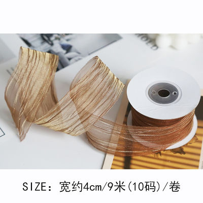 Poliester 38mm Organza Kurdele Ekolojik Dostununun Sarı Pembe Organza Kurdele