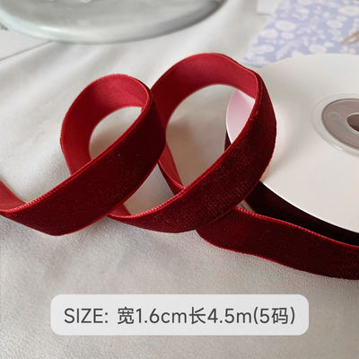 38mm Çift Yüzlü Kadife Kurdele 3.8cm Koyu Kırmızı Kadife Kurdele