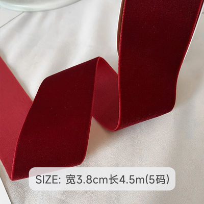 38mm Çift Yüzlü Kadife Kurdele 3.8cm Koyu Kırmızı Kadife Kurdele