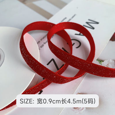 Parlak Parlak Kadife Kurdele 6mm-38mm Derin Kırmızı Kadife Kurdele Yumuşak