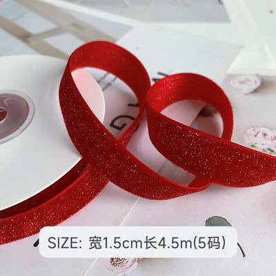 Parlak Parlak Kadife Kurdele 6mm-38mm Derin Kırmızı Kadife Kurdele Yumuşak