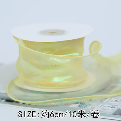 40mm Polyester Organza Şerit Satin Kenarlı Parlak Pembe Organza Şerit