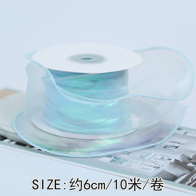 40mm Polyester Organza Şerit Satin Kenarlı Parlak Pembe Organza Şerit