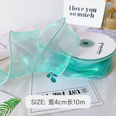 40mm Polyester Organza Şerit Satin Kenarlı Parlak Pembe Organza Şerit