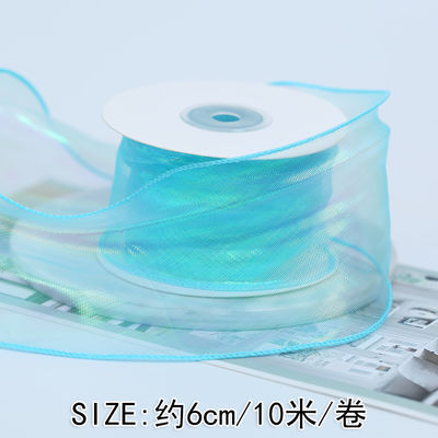40mm Polyester Organza Şerit Satin Kenarlı Parlak Pembe Organza Şerit