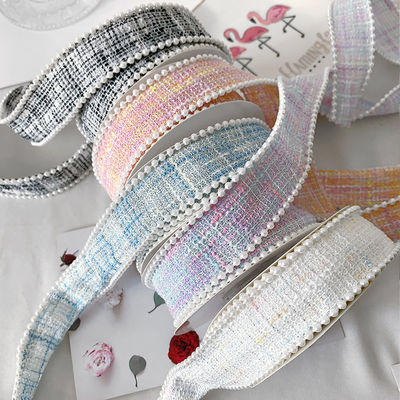 25mm Polyester Kurdele Açılık Plaid Kurdele İnci Kenar OEM ODM