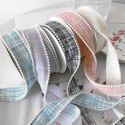 25mm Polyester Kurdele Açılık Plaid Kurdele İnci Kenar OEM ODM