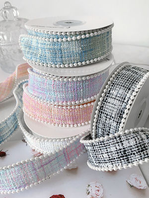 25mm Polyester Kurdele Açılık Plaid Kurdele İnci Kenar OEM ODM