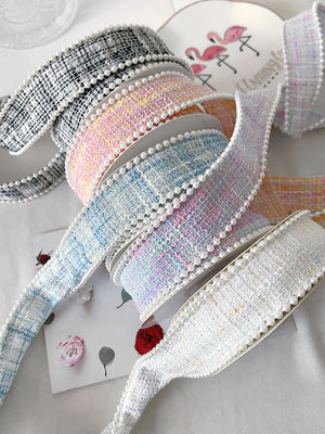 25mm Polyester Kurdele Açılık Plaid Kurdele İnci Kenar OEM ODM