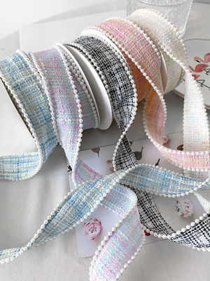 25mm Polyester Kurdele Açılık Plaid Kurdele İnci Kenar OEM ODM