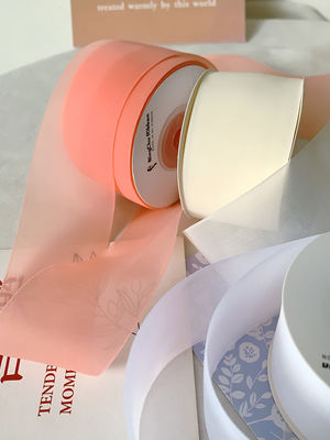 Yüksek yoğunluklu poliester organza kurdele 40 mm lüks hediye ambalajı için