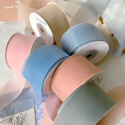 Yüksek yoğunluklu poliester organza kurdele 40 mm lüks hediye ambalajı için
