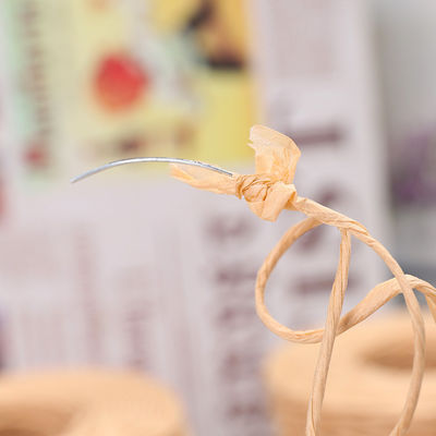 Beige Renkli Dönmüş Raffia Kablosu 150m Uzunluklu El Yapımı Kahverengi Kağıt İpi