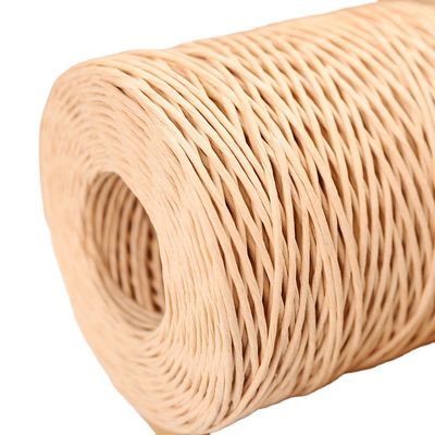 Beige Renkli Dönmüş Raffia Kablosu 150m Uzunluklu El Yapımı Kahverengi Kağıt İpi