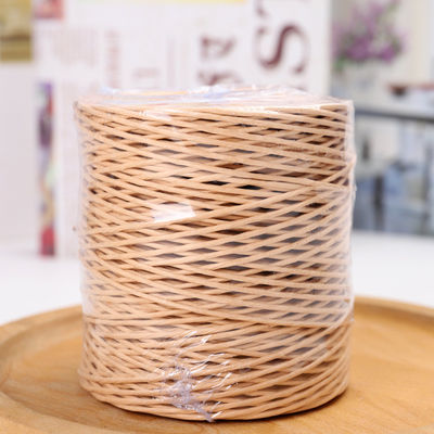 Beige Renkli Dönmüş Raffia Kablosu 150m Uzunluklu El Yapımı Kahverengi Kağıt İpi