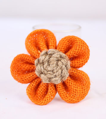 8cm Burlap Ribbon Çiçekleri Diy Orange Black Jute Rope Flower