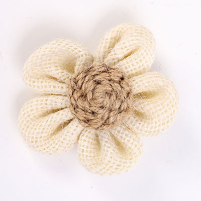 8cm Burlap Ribbon Çiçekleri Diy Orange Black Jute Rope Flower