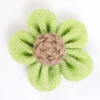 8cm Burlap Ribbon Çiçekleri Diy Orange Black Jute Rope Flower
