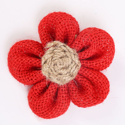 8cm Burlap Ribbon Çiçekleri Diy Orange Black Jute Rope Flower