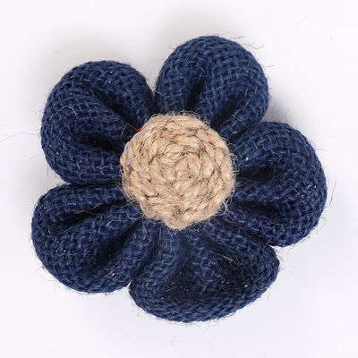 8cm Burlap Ribbon Çiçekleri Diy Orange Black Jute Rope Flower